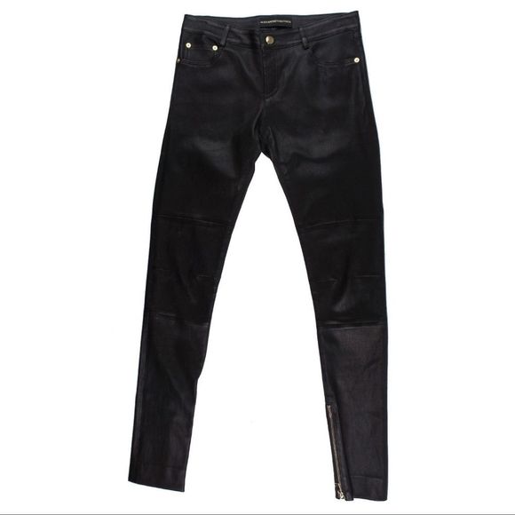 ALEXANDRE VAUTHIER Black Leather Skinny Pants - Picture 2 of 8